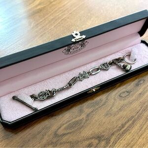 Y2K Juicy Couture Vintage Charm Bracelet w/ Original Box – Rhinestone Heart Bow